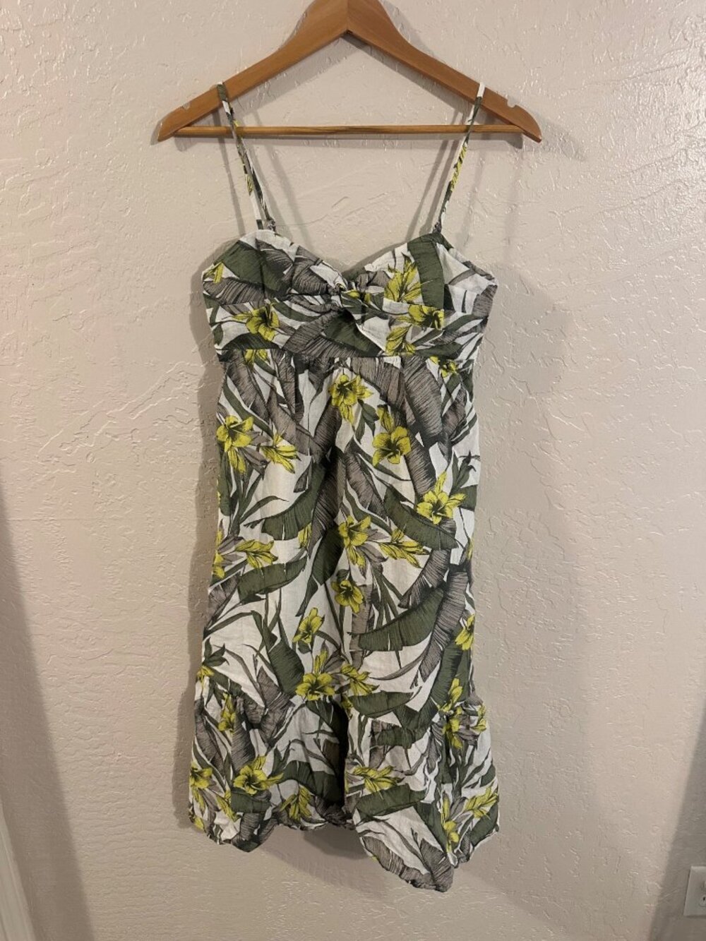Banana Republic Linen Tropical Palm Floral Island Vacation Midi Dress - Picture 2 of 10